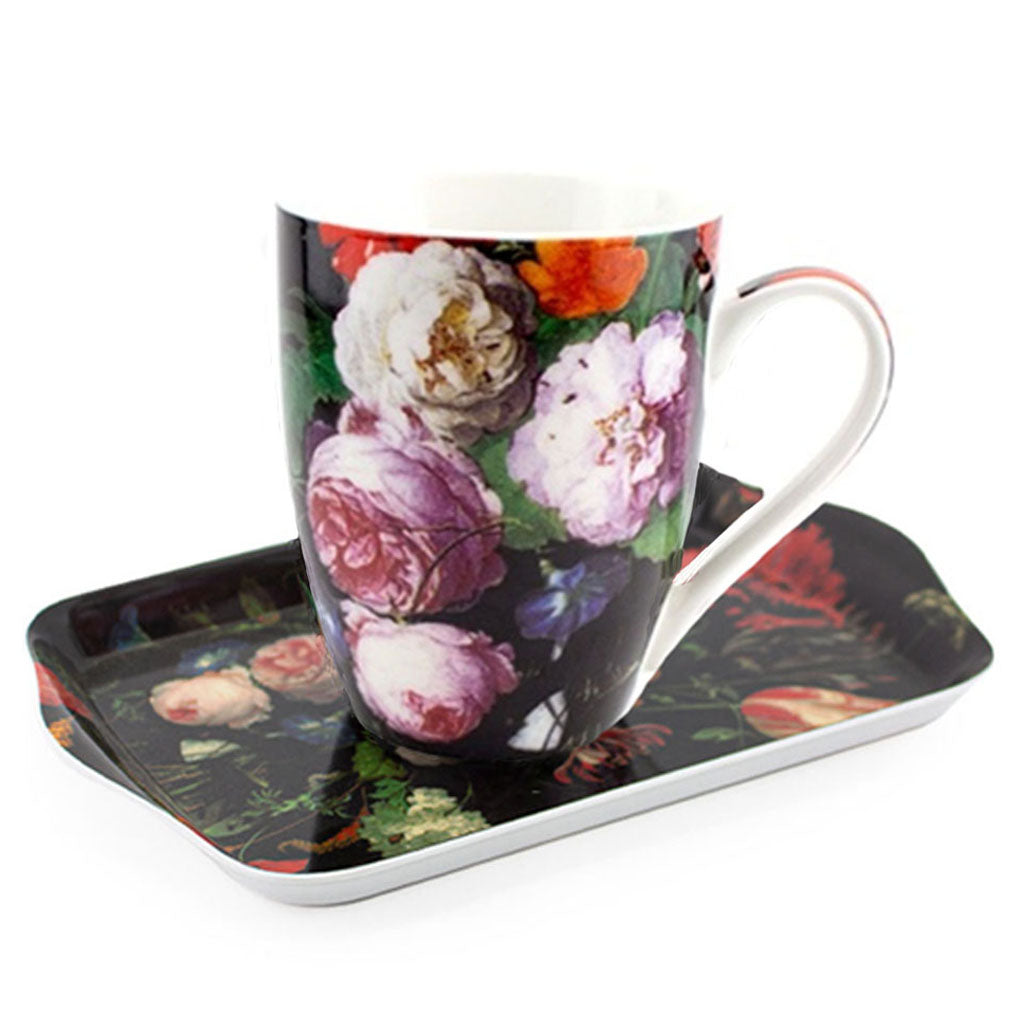 "Experience Timeless Beauty: Shop Now online for De Heem's Still life flowers Mug and Tray Sets. A beautiful memory Gift from the Rijksmuseum Amsterdam. Perfect for Loved Ones, friends or yourself. Experience the artistic charm of Dutch museum-inspired gifts from the old masters. Enjoy Worldwide Shipping!"Enjoy Worldwide Shipping!"