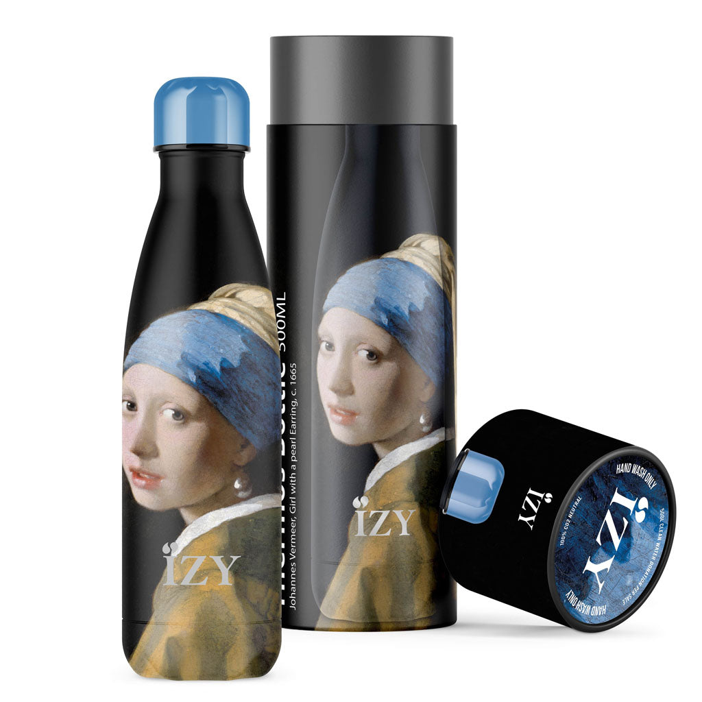 Shop Now Holland's Museum Souvenir Gift Sets! Vermeer's 'Girl with a Pearl Earring' Quality IZY Thermo Bottle Museum Gift Sets from Holland + Free Gift!