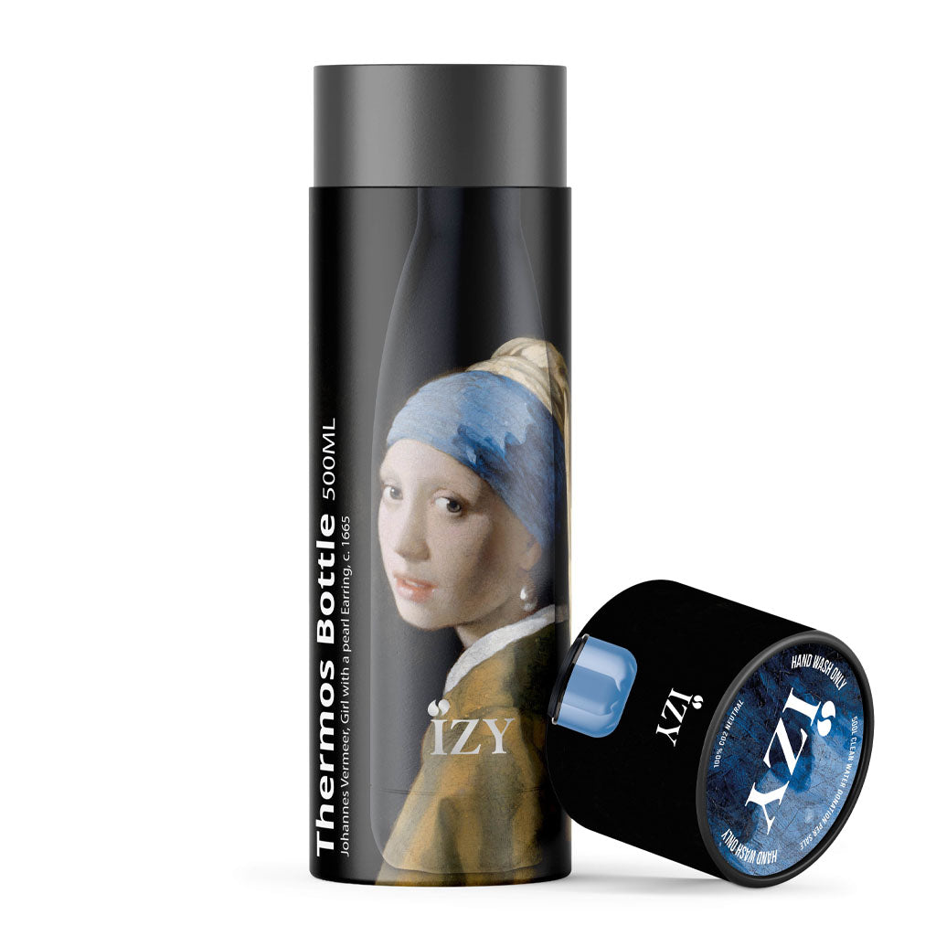 Shop Now Holland's Museum Souvenir Gift Sets! Vermeer's 'Girl with a Pearl Earring' Quality IZY Thermo Bottle Museum Gift Sets from Holland + Free Gift!