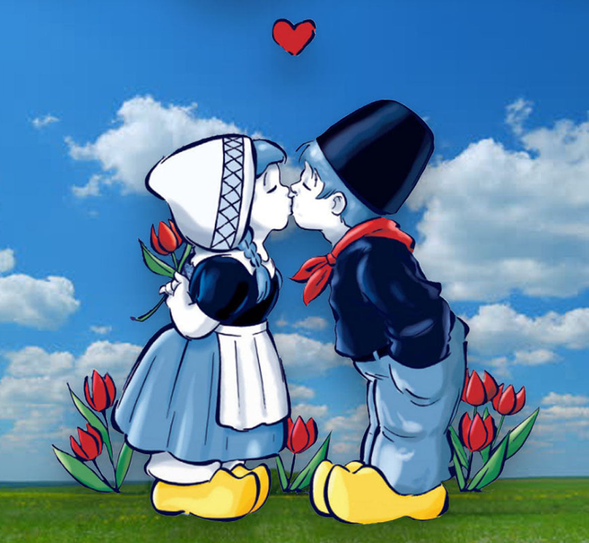 Holland Souvenirs, Delft Blue Kissing Couple  Gift Set!