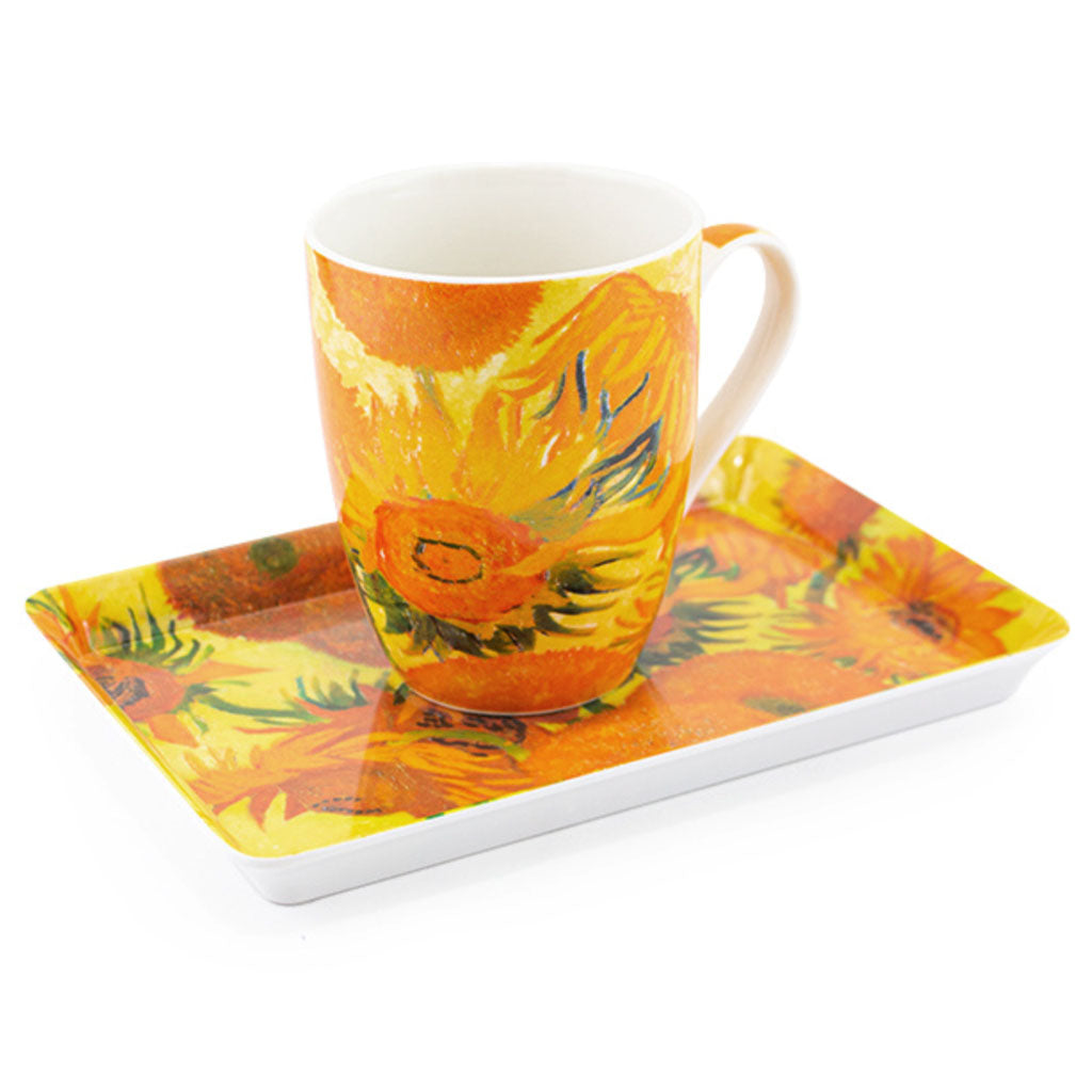 Shop Now online for Van Gogh's Sunflowers Mug and Tray Sets. A beautiful memory Gift from the Van Gogh Museum Amsterdam. Perfect for Loved Ones, friends or yourself. Experience the artistic charm of Dutch museum-inspired gifts from the old masters. Enjoy Worldwide Shipping!"