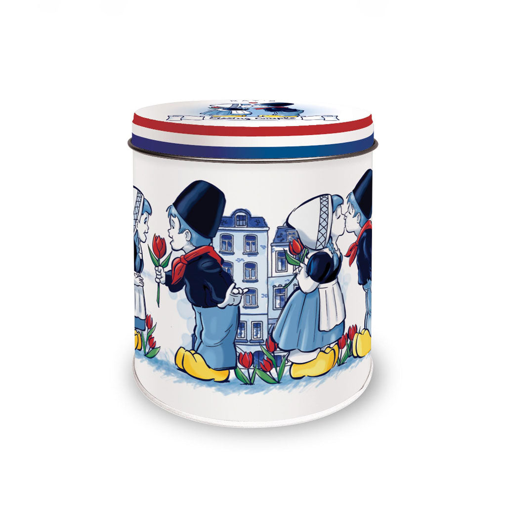 Kissing Couple Collection, Gift Set, Holland's Delft Blue Storage Tin with Syrup waffles