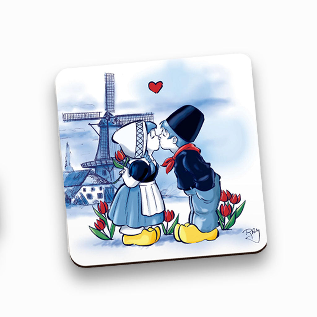 Kissing Couple Collection, Gift Set, Holland's Delft Blue Set of 6 Coasters