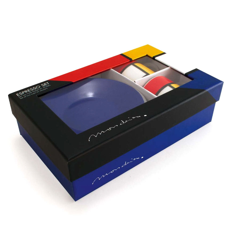 Shop Now! From Holland Mondrian Museum, Espresso Porcelain Cups & Trays, Luxury Souvenirs Gift Set!
