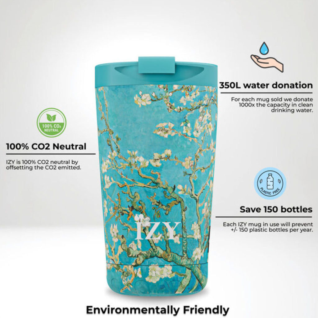 "Shop our Van Gogh's Almond Blossom IZY Water Bottle Thermo Mug Set online! A perfect gift for loved ones or yourself. Includes Thermo IZY mug and a free almond blossom magnetic bookmark. Limited stock, shop now!"