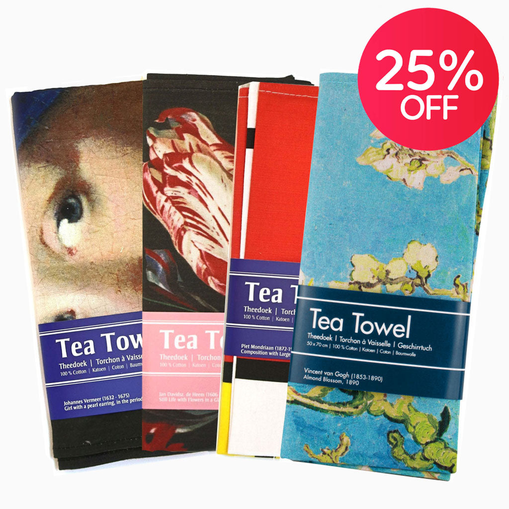 Shop now online for a 25% discount on our Dutch Masters Tea Towel Set of  four, with one free -  Crafted from 100% cotton, indulge in luxury and quality. A beautiful gift for your Loved Ones, friends or yourself! Worldwide Shipping!