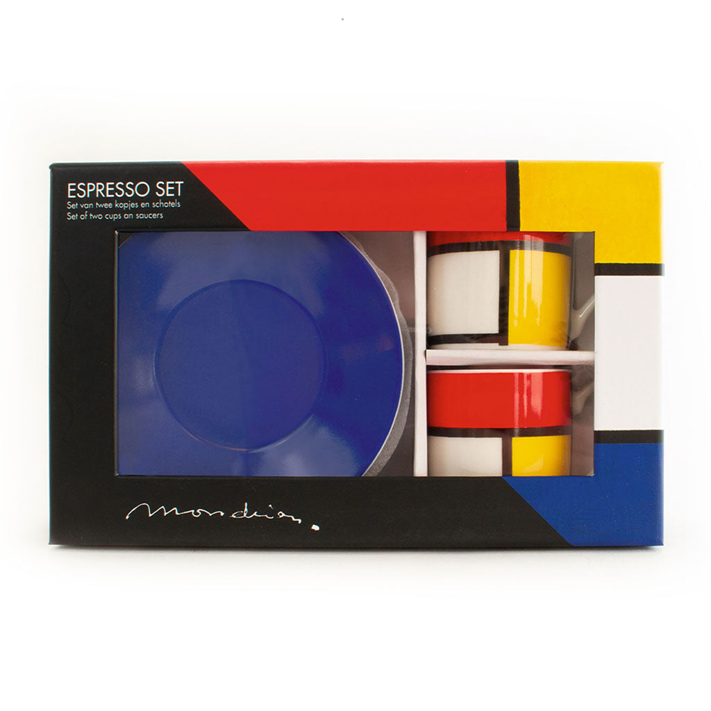 Shop Now! From Holland Mondrian Museum, Espresso Porcelain Cups & Trays, Luxury Souvenirs Gift Set!