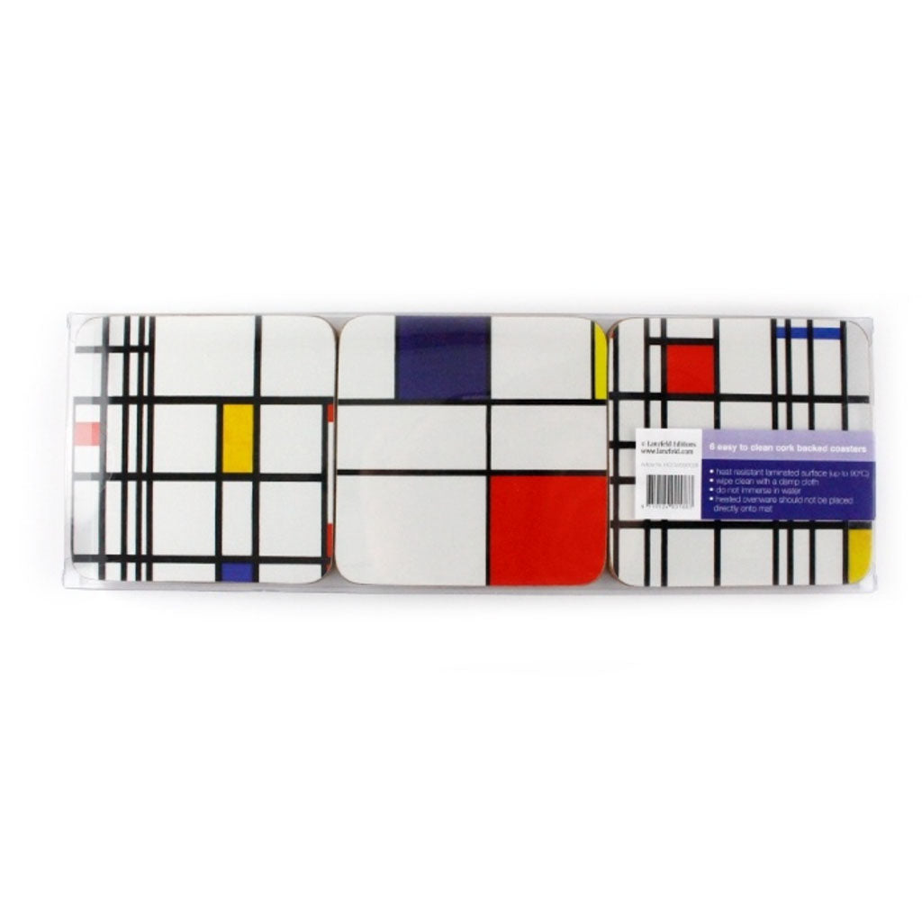 Shop Now! From Holland Mondrian Museum,  Set of 6 Coasters,, Luxury Souvenirs Gift Set!