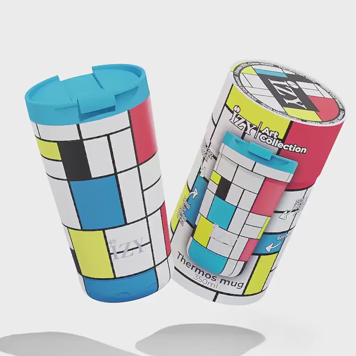 Shop Now! From Holland Mondrian Museum, IZY Thermo  Mug,, Luxury Souvenirs Gift Set!