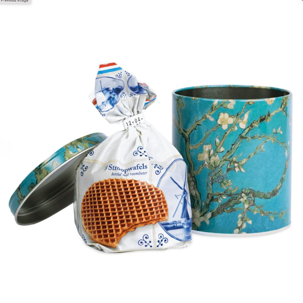 Shop Now! Holland's Van Gogh Museum Souvenirs, Storage Tin with Syrup Waffles, Luxury 'Almond Blossom' Gift Set!
