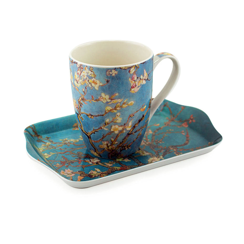 Shop Now! Holland's Van Gogh Museum Souvenirs, Mug & Tray,  Luxury 'Almond Blossom' Gift Set!