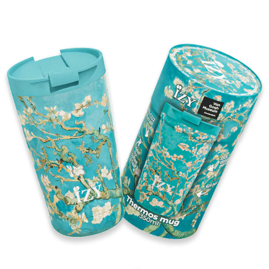 "Shop our Van Gogh's Almond Blossom IZY Water Bottle Thermo Mug Set online! A perfect gift for loved ones or yourself. Includes Thermo IZY mug and a free almond blossom magnetic bookmark. Limited stock, shop now!"