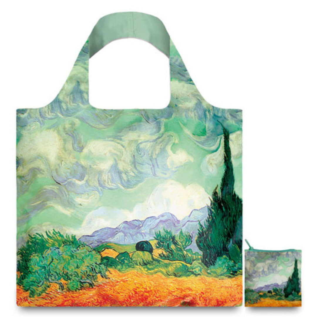 Copy of Van Gogh's, Wheatfield with cypresses, foldable shopping bag