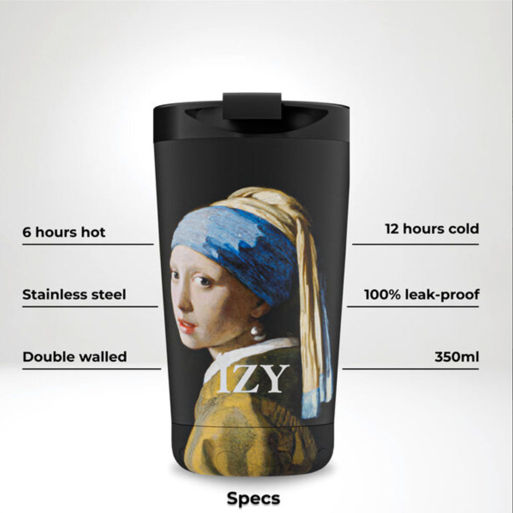 Shop Now! Holland's Mauritshuis Souvenir Gift Sets! 'Girl wit a Pearl Earring', IZY Thermo Mug, Luxury Gift Set, Vermeer